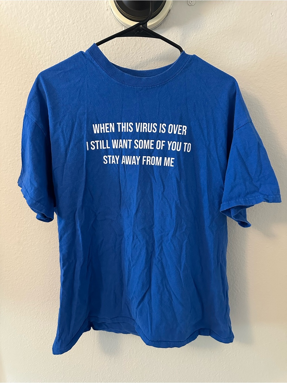 Men's Royal Blue Short Sleeve Graphic Tee with White Text
